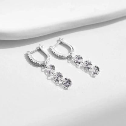 925 Sterling Silver CZ Swing Drop Earrings