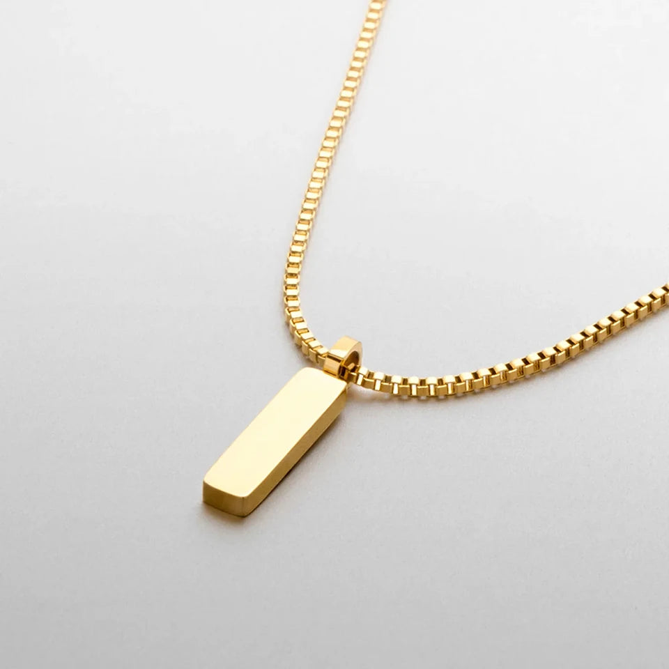 Gold Or Silver Stainless Steel 1MM Box Chain Square Pendant