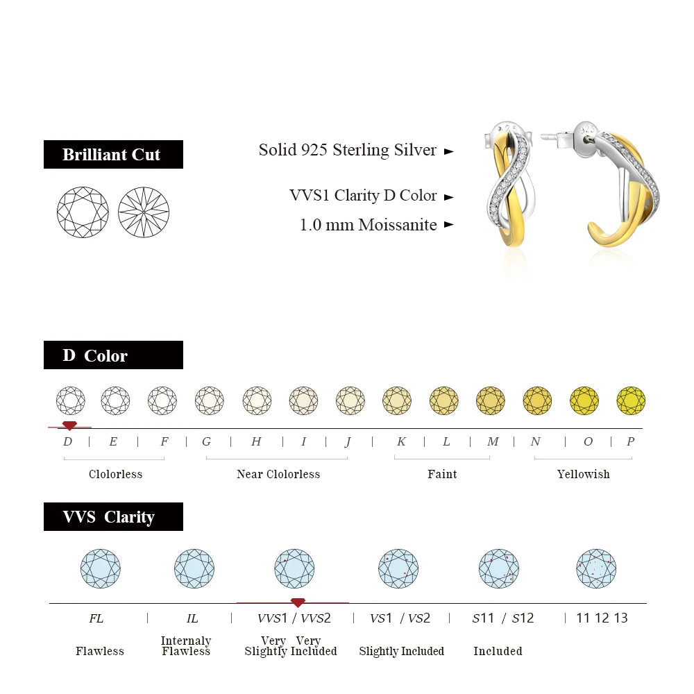 Moissanite 925 Sterling Silver Earrings