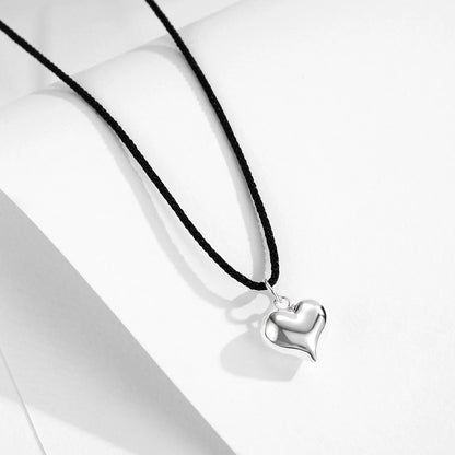 925 Sterling Silver Heart Pendant Long Material Necklace