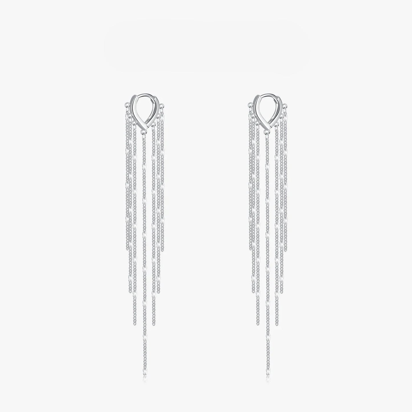 925 Sterling Silver Long Tassel Earrings