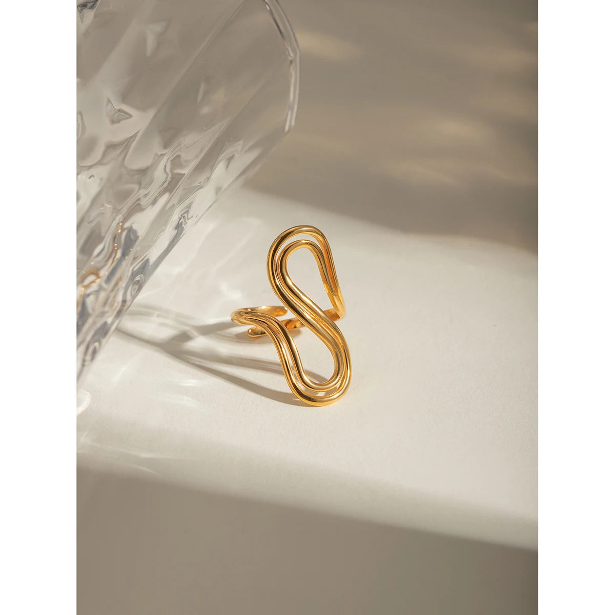 18k Gold Plated Double S-shaped Opening Ring