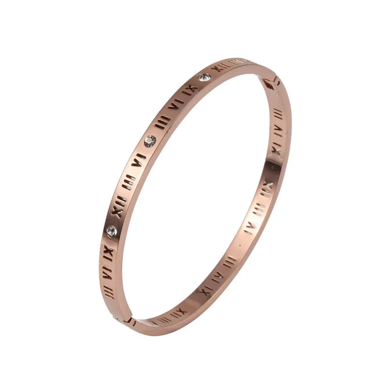 Stainless Steel Roman Numerals Bangle (Multiple Colors))