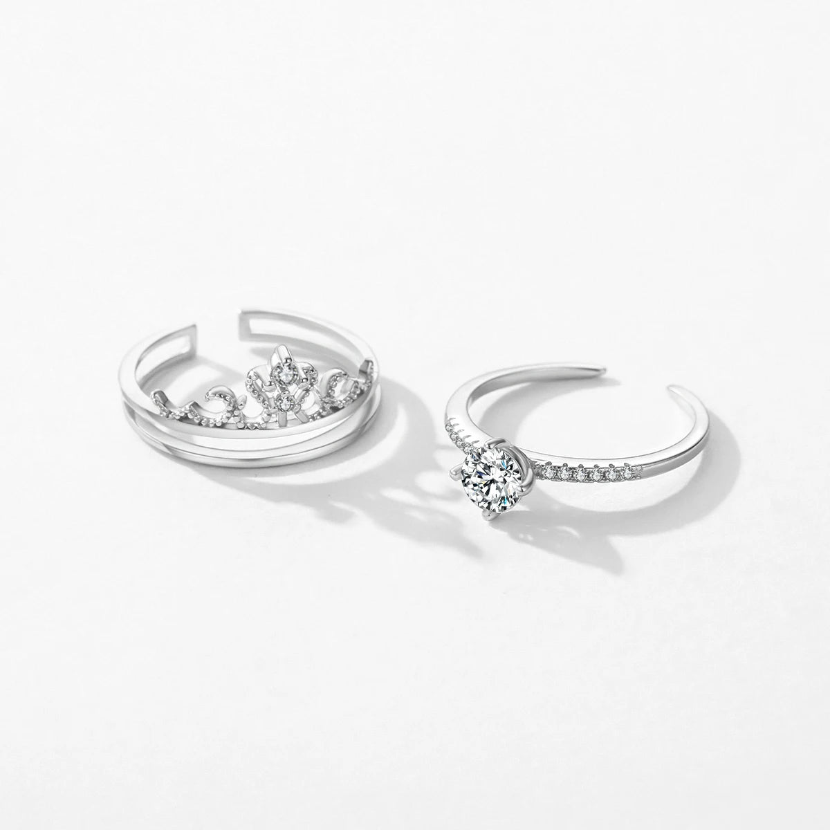 925 Sterling Silver Crown Ring Set