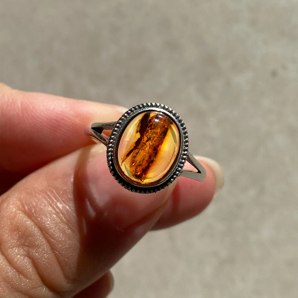 Amber Color 925 Sterling Silver