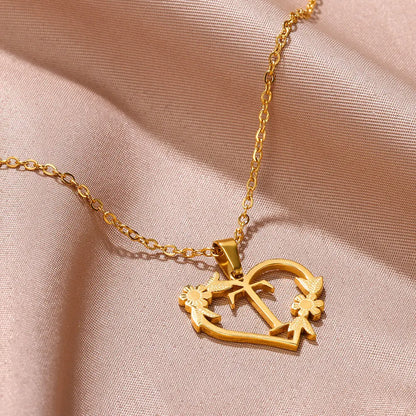 Gold Stainless Steel Initial Necklaces