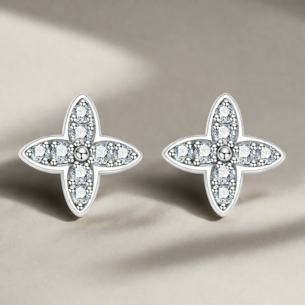 Moissanite Diamond 925 Sterling Silver Classic Cross Earrings