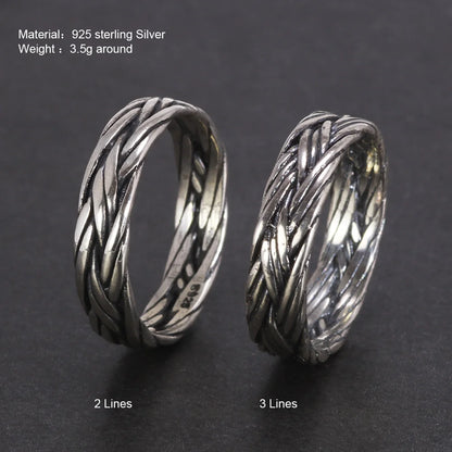 Viking 925 Sterling Silver Braided Ring