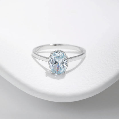 925 Sterling Silver Ocean Blue Zirconia Ring