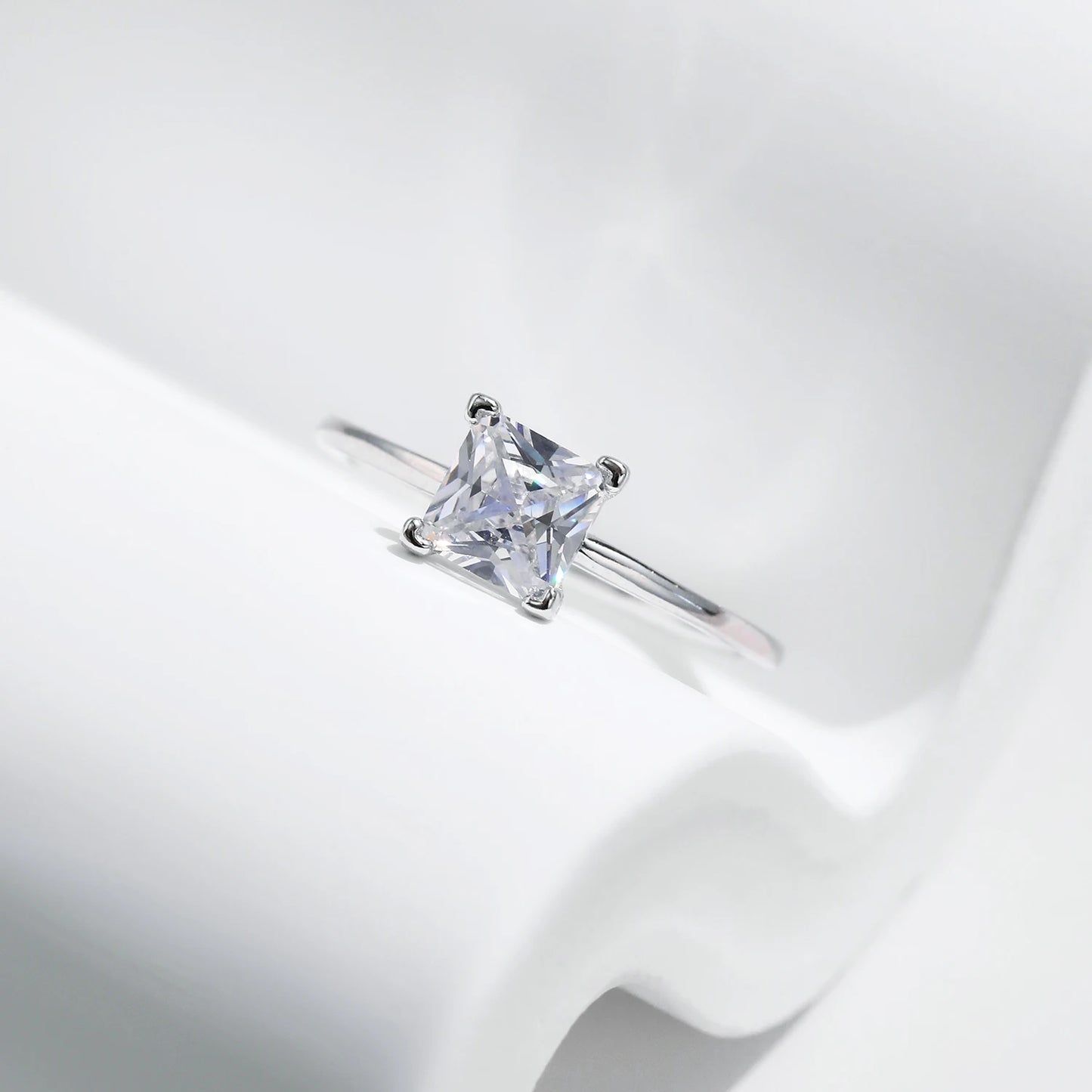 925 Sterling Silver Princess Cut CZ Ring