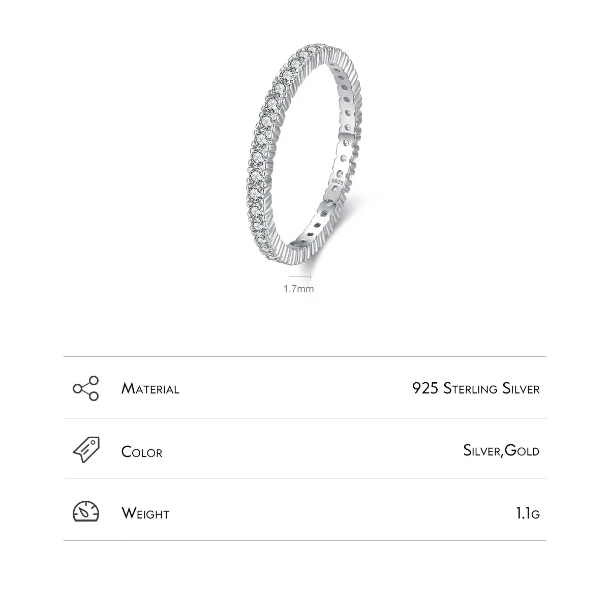 925 Sterling Silver Zirconia Bands