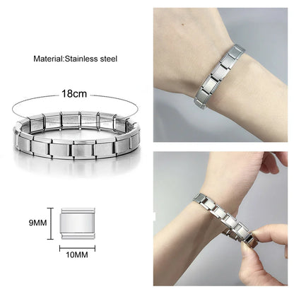 9 Color Choice Stainless Steel 9mm Italian Charm Bracelets