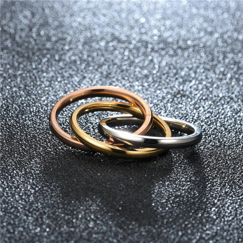 Triple Ring Interlocked Rings (3 Color or Silver)