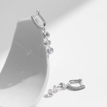 925 Sterling Silver CZ Swing Drop Earrings