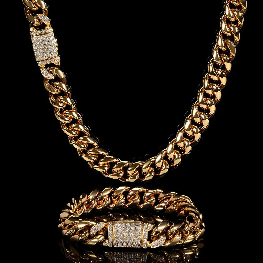 Gold Or Silver Stainless Steel, 12mm Cuban Link Chain or Bracelet