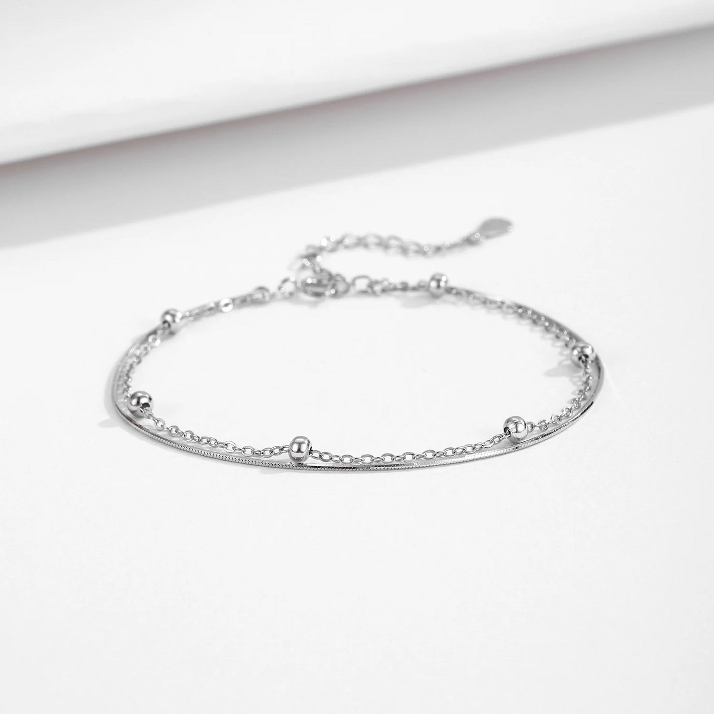 Double Layer Snake Chain Bracelet 925 Sterling Silver