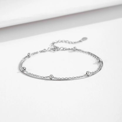 Double Layer Snake Chain Bracelet 925 Sterling Silver