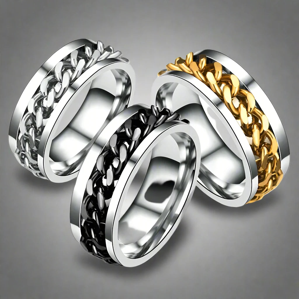 Rotating Chain Stainless Steel Ring