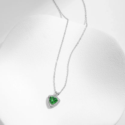 925 Sterling Silver Elegant Trillion Cut CZ Pendant Necklace