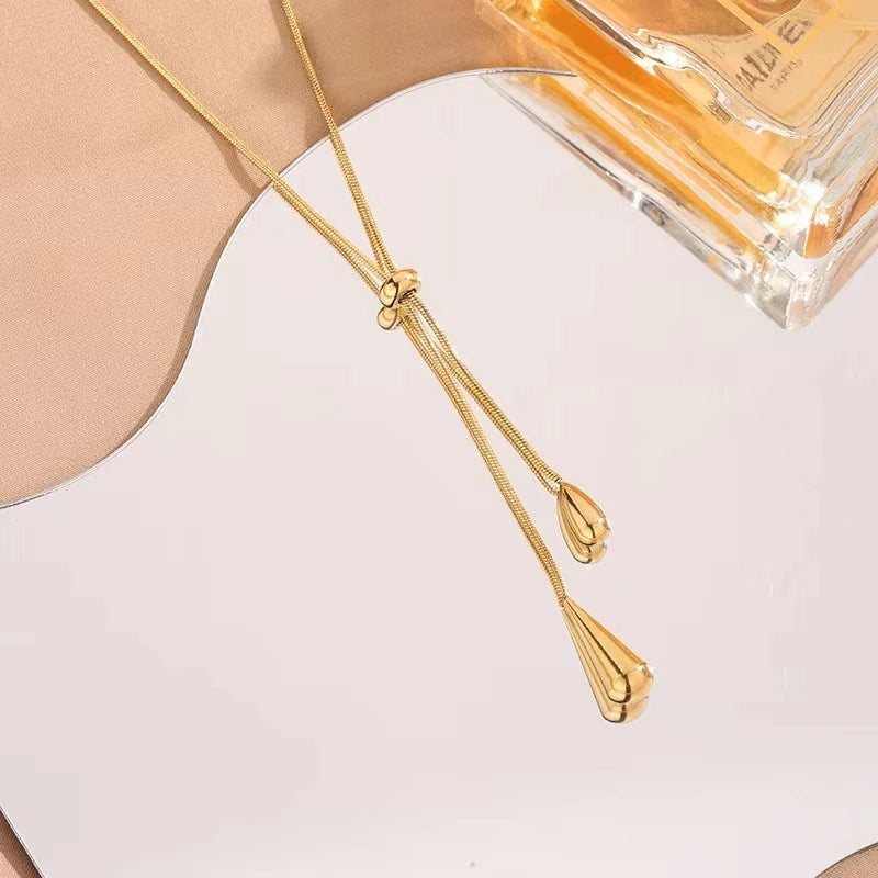 Pull Adjustment Droplet Shape Charm Chain/Earrings