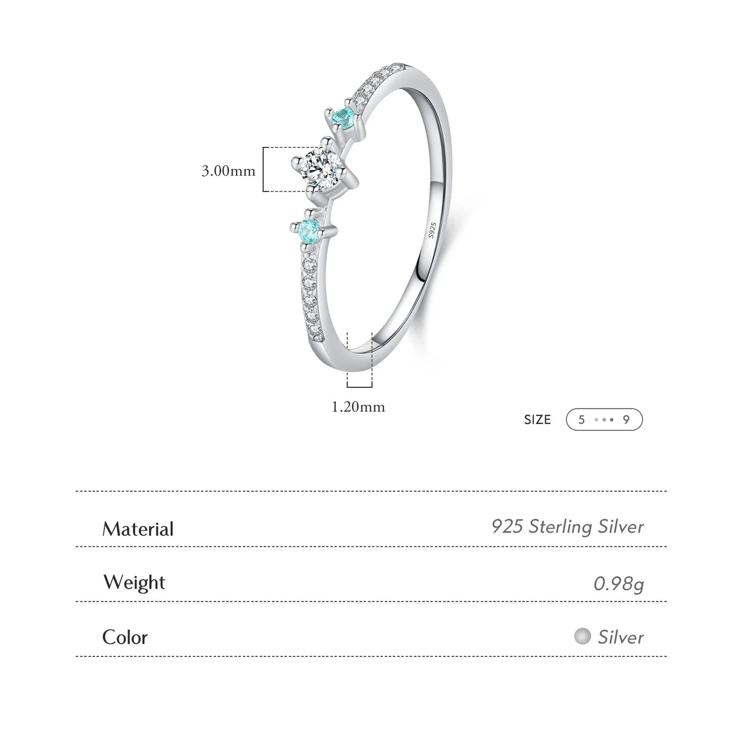 925 Sterling Silver CZ Trilogy Ring