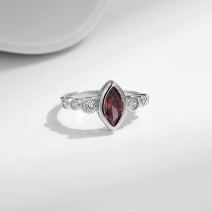 925 Sterling Silver Rhodolite Zirconia Ring