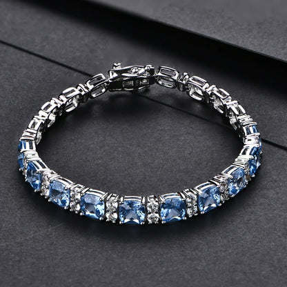 925 Silver Jewelry Blue Spinel Bracelet 1.0CT Tennis Bracelets