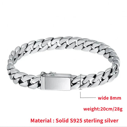 925 Sterling Silver Bracelet/Chains W7-10mm, L16-70cm