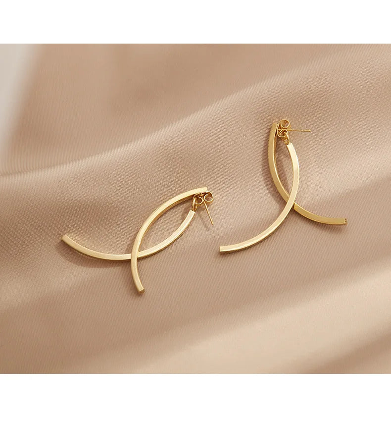 Gold Or Silver Stainless Steel Twist Earrings