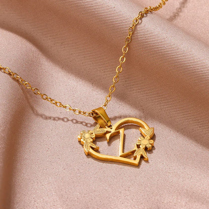 Gold Stainless Steel Initial Necklaces