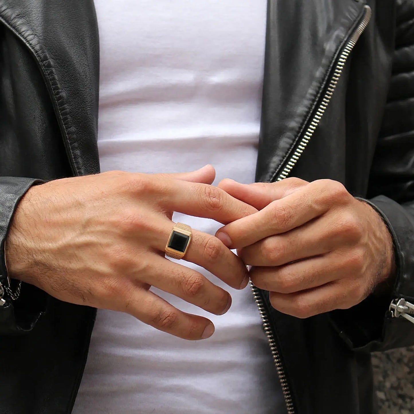 Black Agate Signet Ring