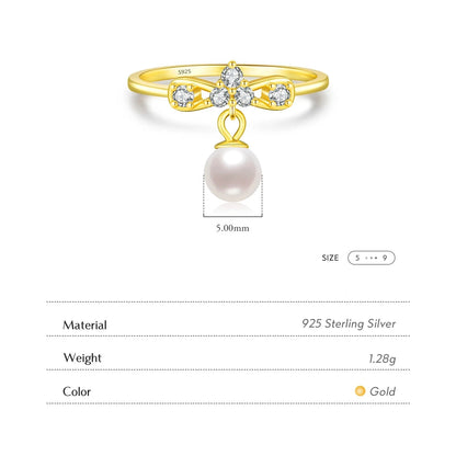 925 Sterling Silver Pearl Swing Ring