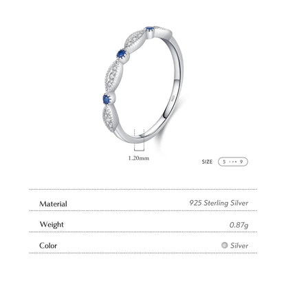 925 Sterling Silver Blue & White CZ Eternity Ring