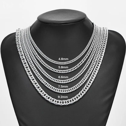 4.8-9.2mm Stainless Steel Cuban Link, 14 to 30 Inches