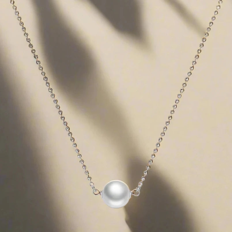 925 Sterling Silver Single Pearl Necklace