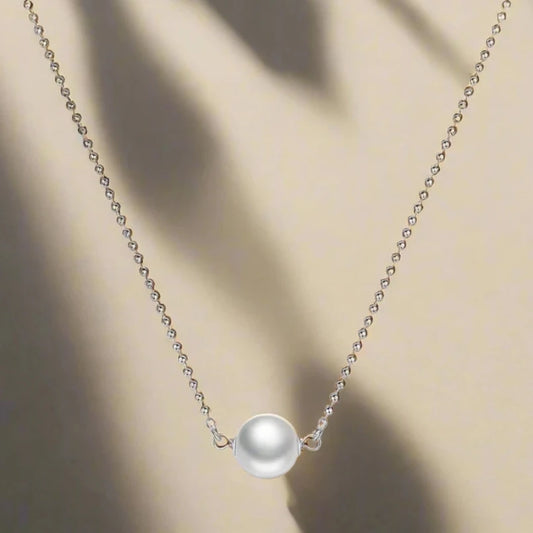 925 Sterling Silver Single Pearl Necklace