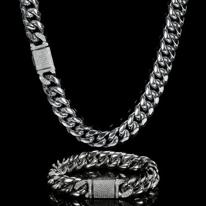 Gold Or Silver Stainless Steel, 12mm Cuban Link Chain or Bracelet