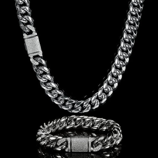 Gold Or Silver Stainless Steel, 12mm Cuban Link Chain or Bracelet