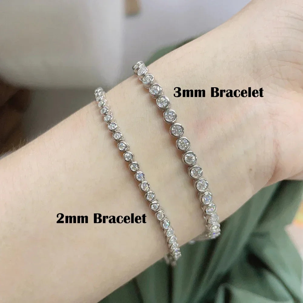 2mm Moissanite Or CZ Tennis Bracelets 925 Sterling Silver