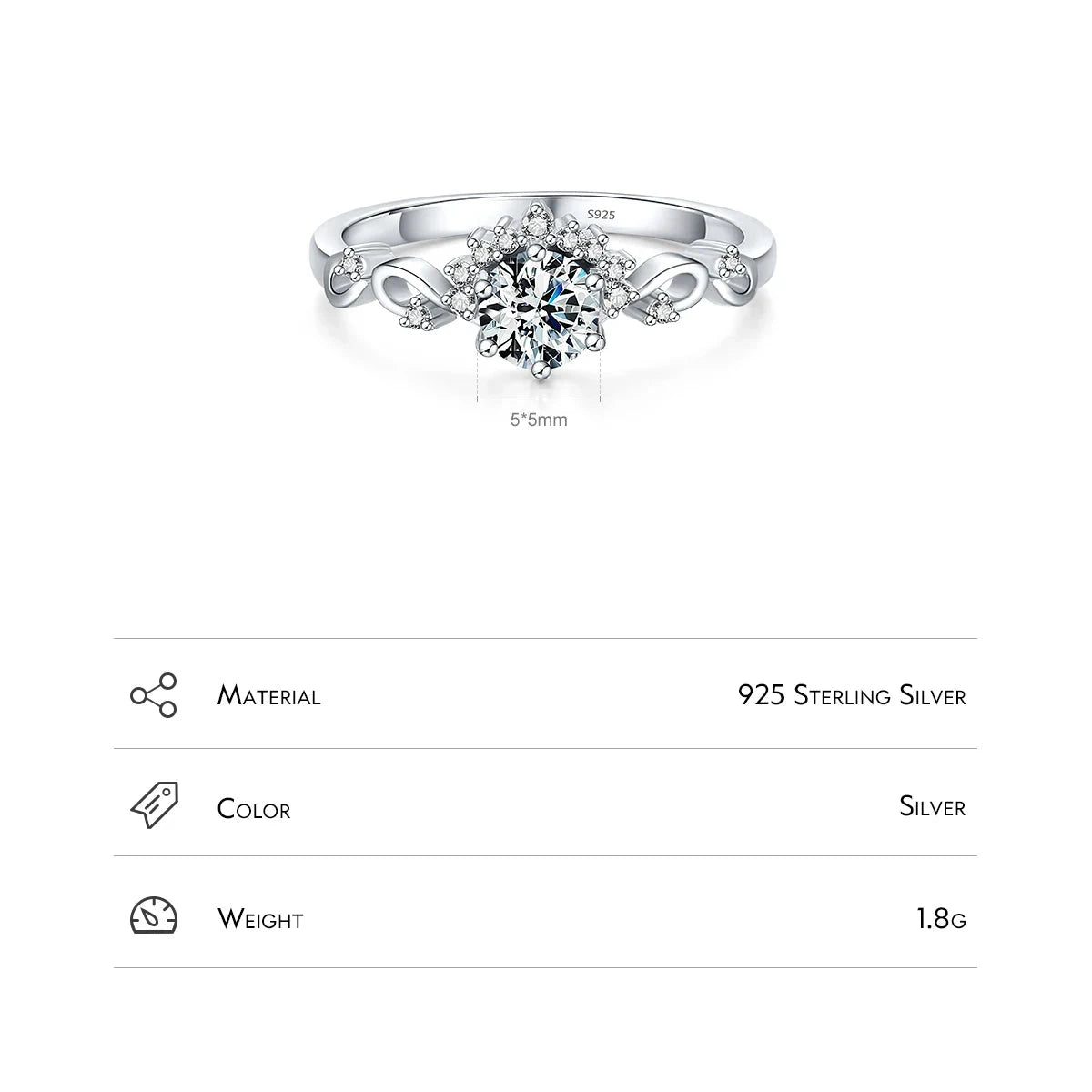 925 Sterling Silver CZ Detailed Ring