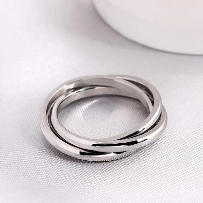 Triple Ring Interlocked Rings (3 Color or Silver)