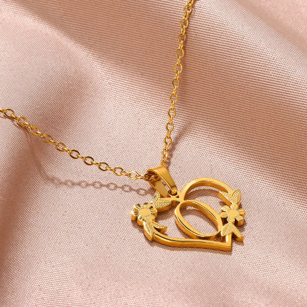 Gold Stainless Steel Initial Necklaces