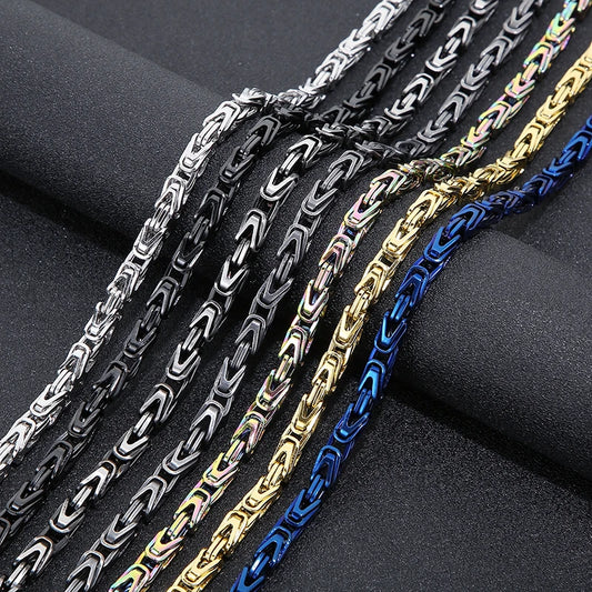 Seven Color 6mm Stainless Steel Byzantine Chains