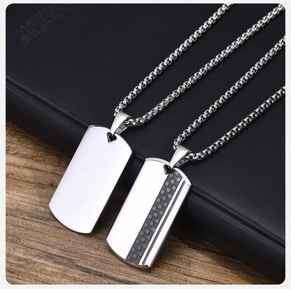 Vnox Men's Stainless Steel Dog Tag Pendant Necklace, Geometric Dogtag Necklaces Gift for Him Jewelry