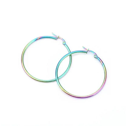 Stainless Steel Simple Classic Round Hoop Earrings