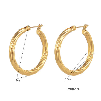 Gold Or Silver Stainless Steel Twist Hoop Earrings