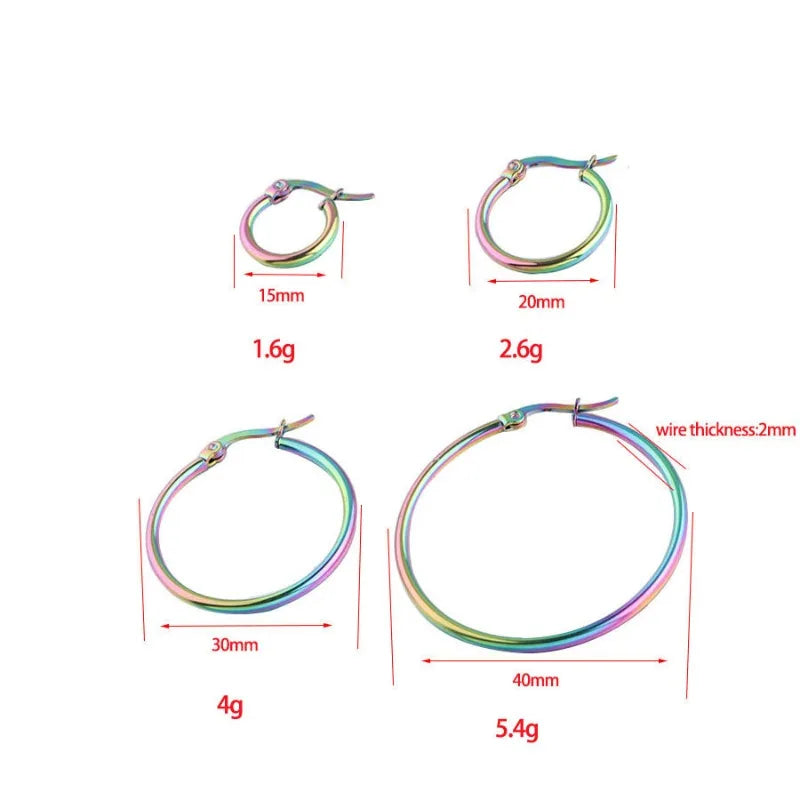 Stainless Steel Simple Classic Round Hoop Earrings