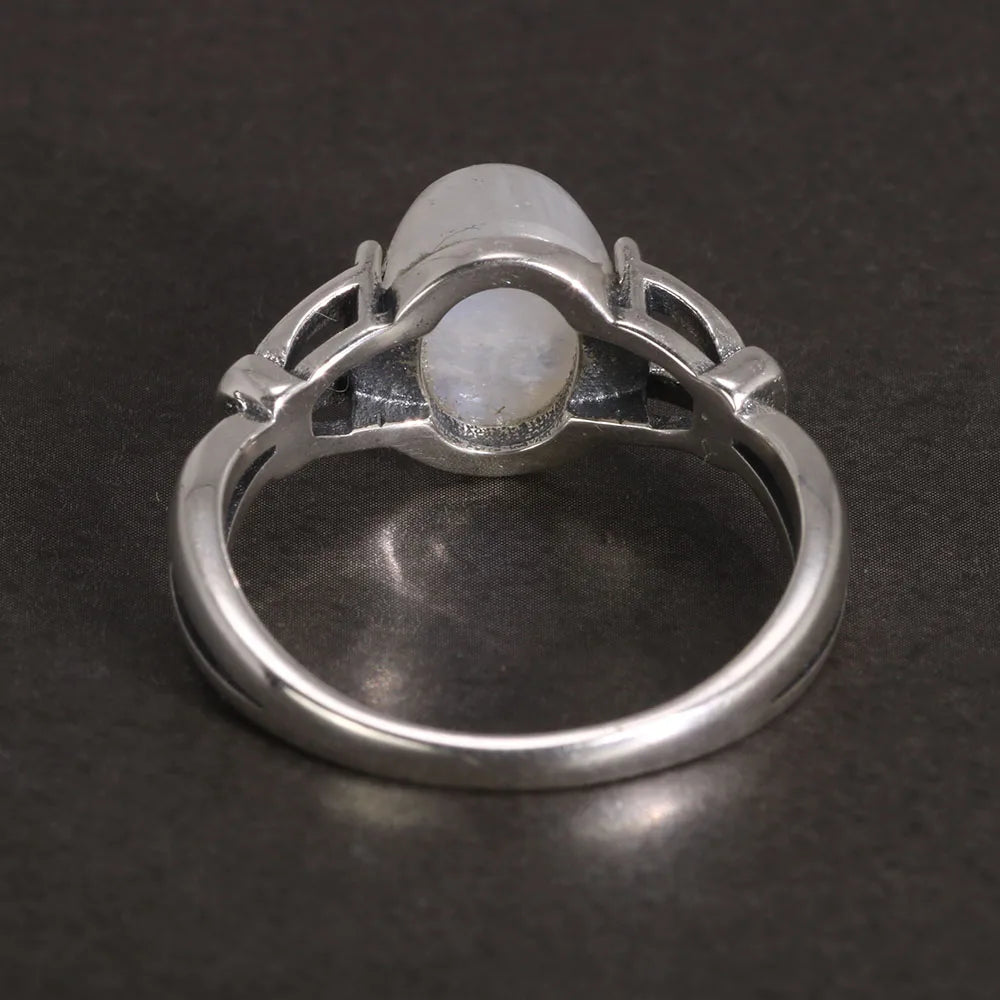 925 Sterling Silver Natural Moonstone Ring