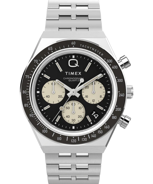 Q Timex Chronograph 40mm Stainless Steel Bracelet Watch