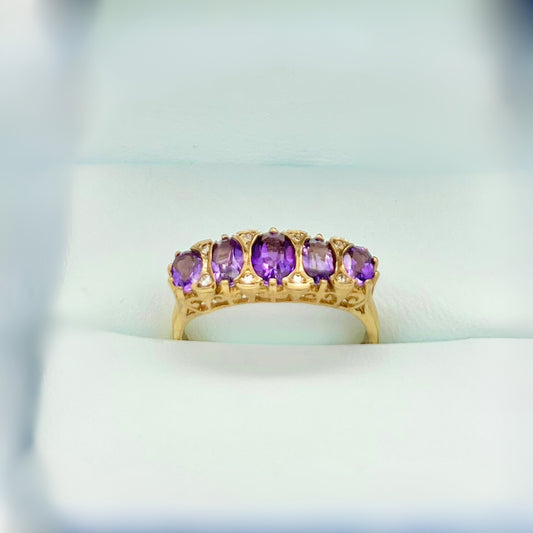 9ct, Amethyst & Diamond